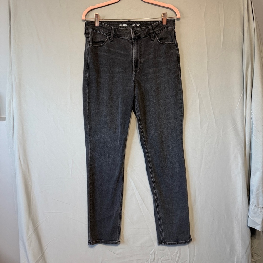 Old Navy Womens Hi Rise Wow Straight Jeans Size 8 Black Denim Grunge Capsule